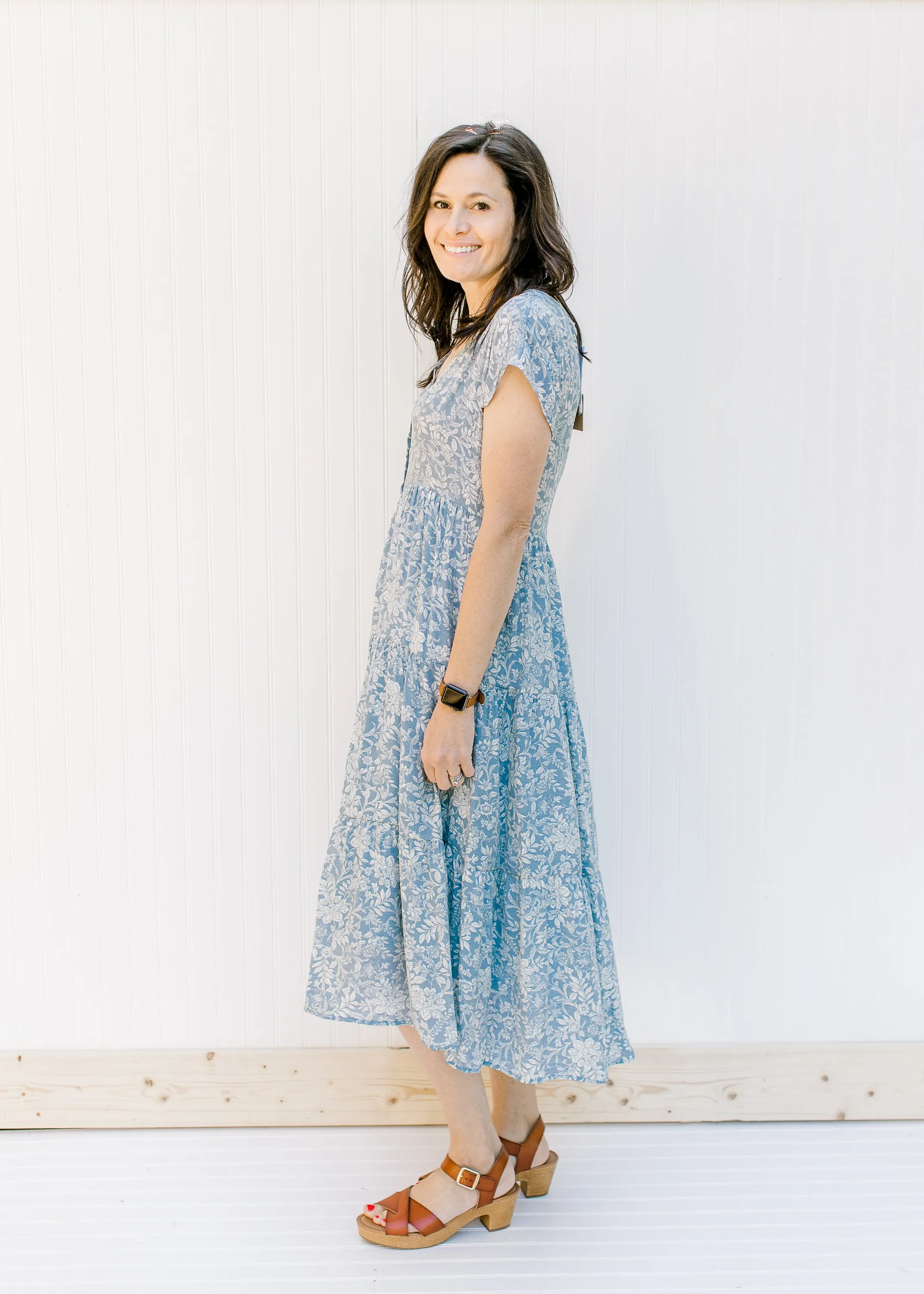 X Ivory on Blue Floral Dress