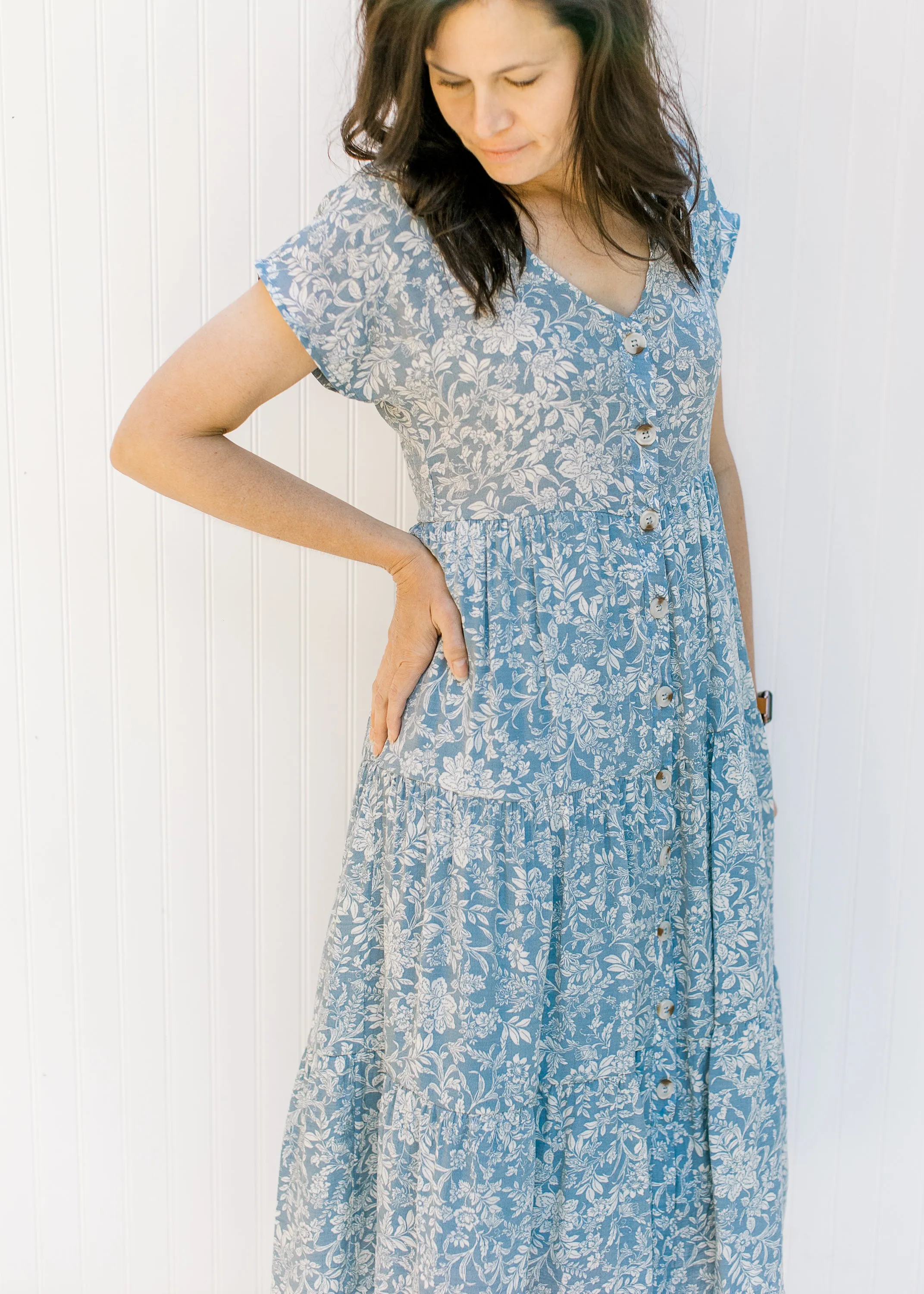 X Ivory on Blue Floral Dress