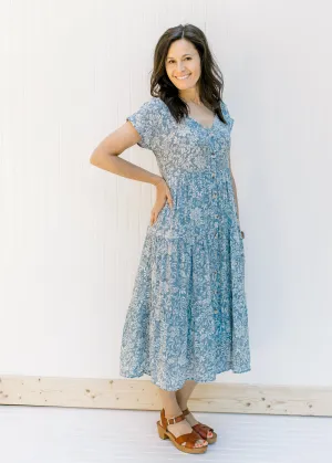 X Ivory on Blue Floral Dress