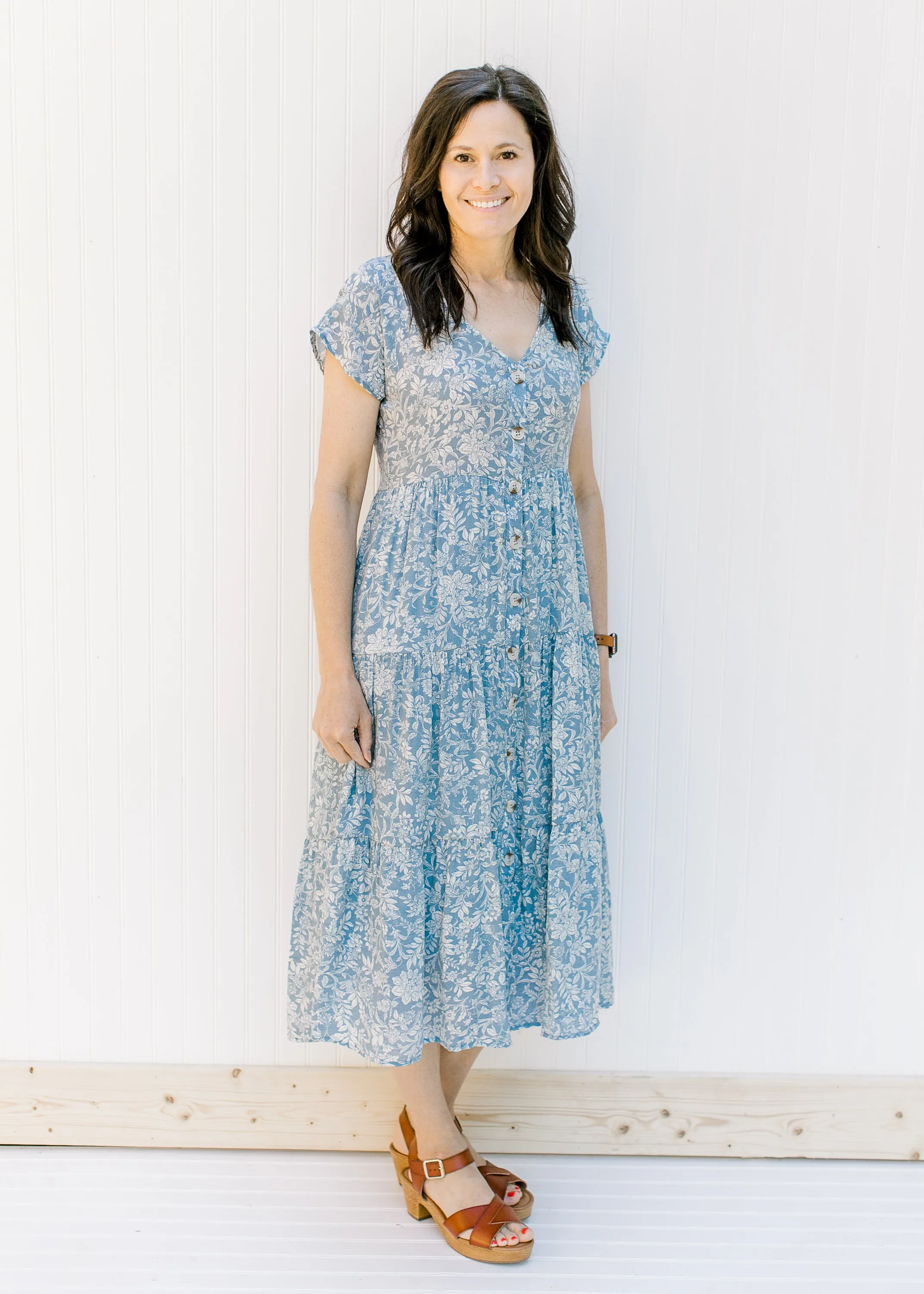 X Ivory on Blue Floral Dress