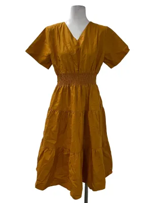 Yellow Tiered V Neck Dress