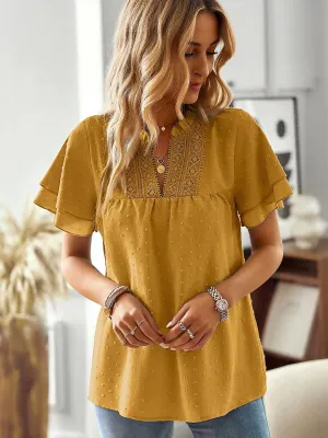 Yellow Top With Ruffle Sleeve