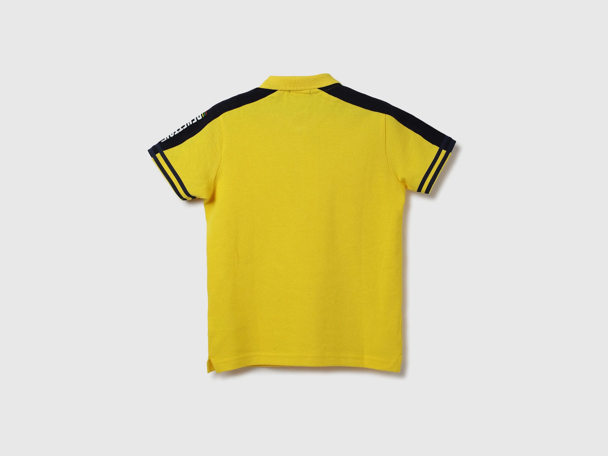 Zipper & Striped Detail Polo T-Shirt