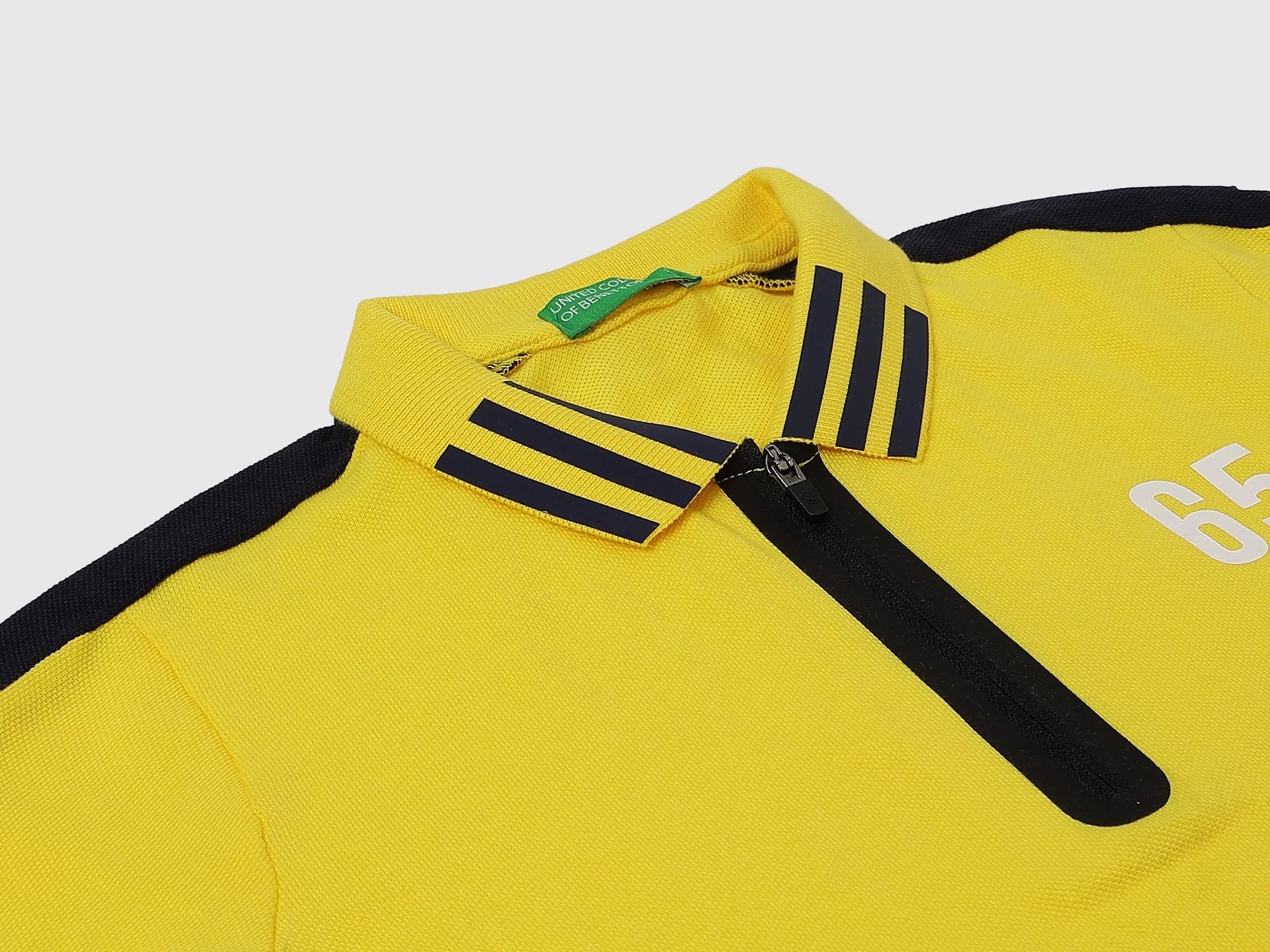 Zipper & Striped Detail Polo T-Shirt